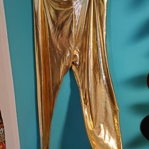 Metallic gold leggings
